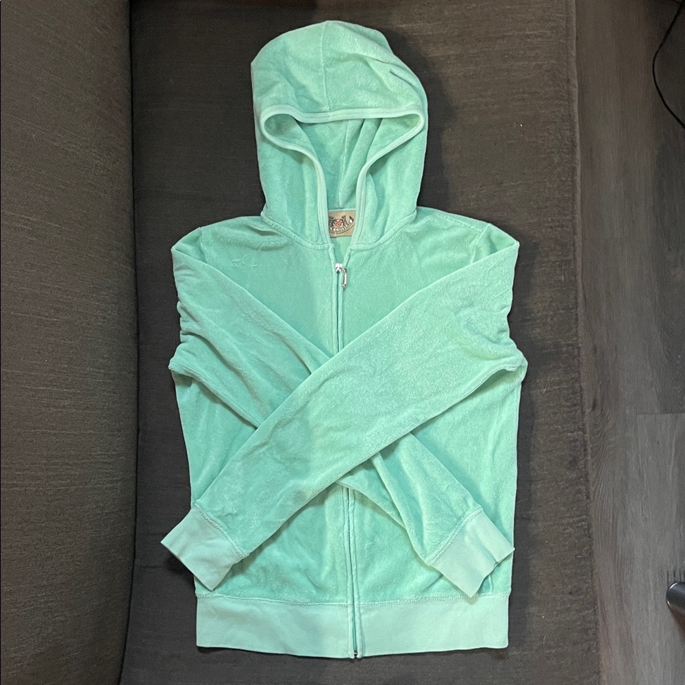 Juicy Couture Light Green Terry Hoodie (Medium)